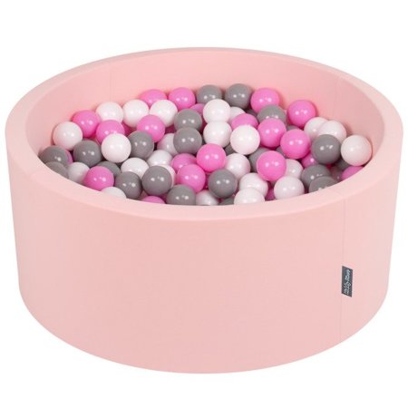 KiddyMoon Baby Foam Ball Pit 90x40 with Balls 7cm/ 2.75in Certified, Pink: Grey/ White/ Pink