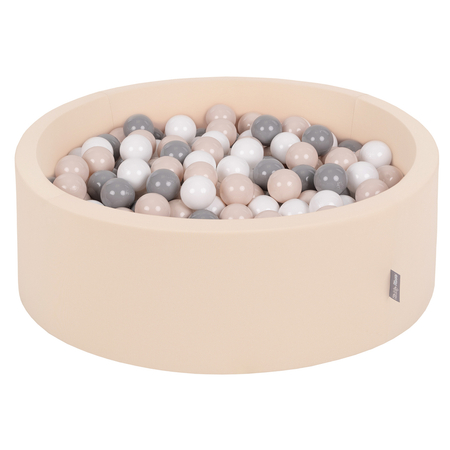 KiddyMoon Baby Foam Ball Pit with Balls 7cm /  2.75in, Beige:  Pastel Beige/ Grey/ White