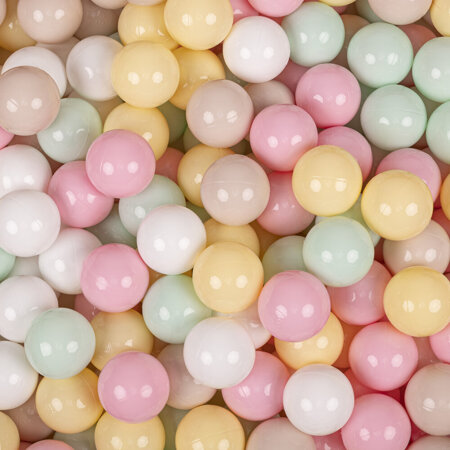 KiddyMoon Baby Foam Ball Pit with Balls 7cm /  2.75in, Beige:  Pastel Beige/ Pastel Yellow/ White/ Mint/ Powder Pink