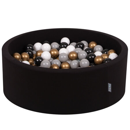 KiddyMoon Baby Foam Ball Pit with Balls 7cm /  2.75in Certified, Black: White/ Grey/ Black/ Gold