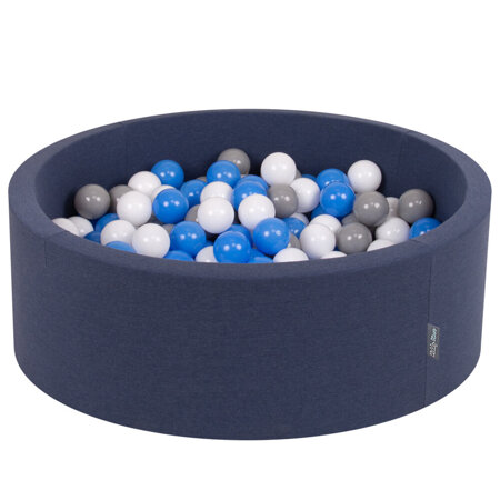 KiddyMoon Baby Foam Ball Pit with Balls 7cm /  2.75in Certified, D.Blue: Grey/ White/ Blue