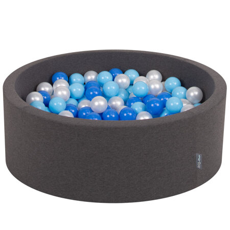 KiddyMoon Baby Foam Ball Pit with Balls 7cm /  2.75in Certified, Dark Grey:  Baby Blue/ Blue/ Pearl