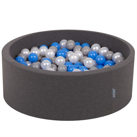 KiddyMoon Baby Foam Ball Pit with Balls 7cm /  2.75in Certified, Dark Grey: Pearl/ Grey/ Blue