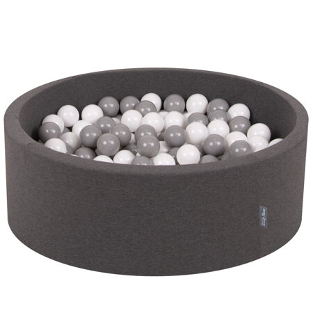 KiddyMoon Baby Foam Ball Pit with Balls 7cm /  2.75in Certified, Dark Grey: White/ Grey