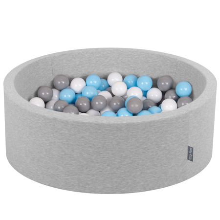 KiddyMoon Baby Foam Ball Pit with Balls 7cm /  2.75in Certified, Light Grey, Light Grey: Grey/ White/ Babyblue