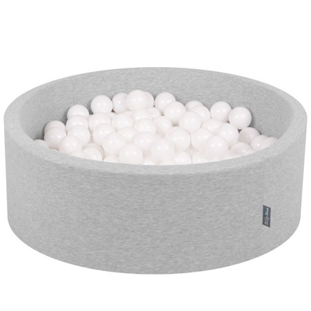 KiddyMoon Baby Foam Ball Pit with Balls 7cm /  2.75in Certified, Light Grey, Light Grey: White