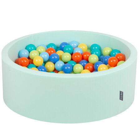 KiddyMoon Baby Foam Ball Pit with Balls 7cm /  2.75in Certified, Mint: L.Green/ Orange/ Turquoise/ Blue/ Babyblue/ Yellow