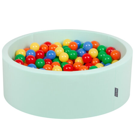 KiddyMoon Baby Foam Ball Pit with Balls 7cm /  2.75in Certified, Mint: Yellow/ Green/ Blue/ Red/ Orange