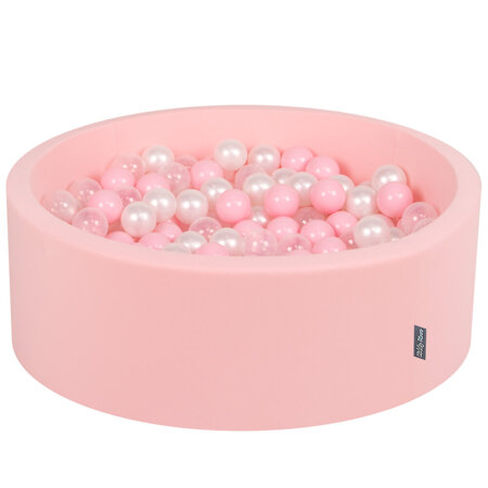 KiddyMoon Baby Foam Ball Pit with Balls 7cm /  2.75in Certified, Pink: Light Pink/ Pearl/ Transparent