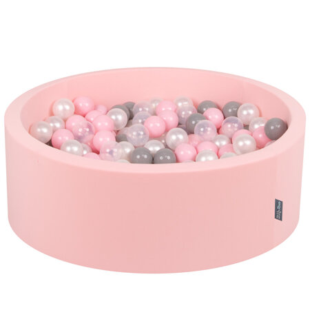 KiddyMoon Baby Foam Ball Pit with Balls 7cm /  2.75in Certified, Pink: Pearl/ Grey/ Transparent/ Light Pink