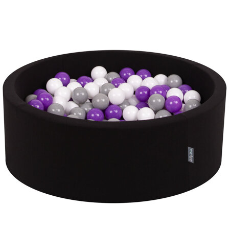 KiddyMoon Baby Foam Ball Pit with Balls 7cm /  2.75in Certified made in EU, Black: White/ Grey/ Purple