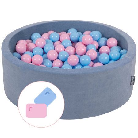KiddyMoon Baby Foam Ball Pit with Balls 7cm /  2.75in Certified made in EU, Bubbble Gum:  Light Pink/ Baby Blue
