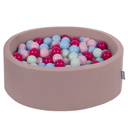 KiddyMoon Baby Foam Ball Pit with Balls 7cm /  2.75in Certified made in EU, Heather: Light Pink/ Dark Pink/ Babyblue/ Mint