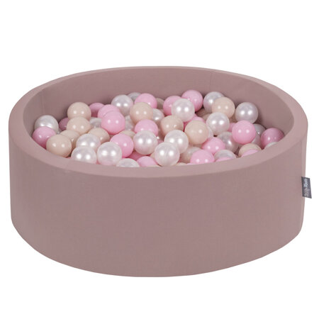 KiddyMoon Baby Foam Ball Pit with Balls 7cm /  2.75in Certified made in EU, Heather: Pastel Beige/ Light Pink/ Pearl