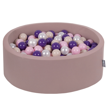 KiddyMoon Baby Foam Ball Pit with Balls 7cm /  2.75in Certified made in EU, Heather: Pastel Beige/ Light Pink/ Pearl/ Purple