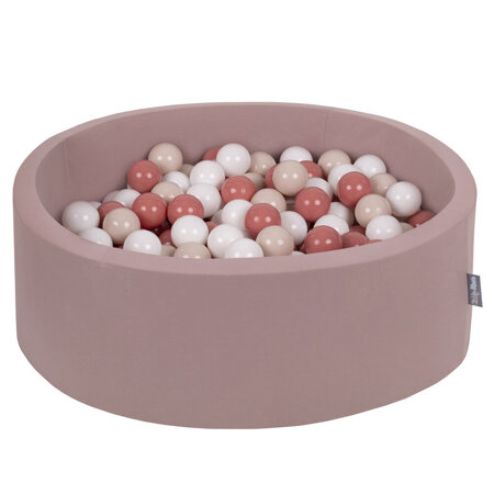 KiddyMoon Baby Foam Ball Pit with Balls 7cm /  2.75in Certified made in EU, Heather: Pastel Beige/ Salmon Pink/ White
