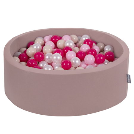 KiddyMoon Baby Foam Ball Pit with Balls 7cm /  2.75in Certified made in EU, Heather:Pastel beige/Light Pink/Pearl/Dark Pink