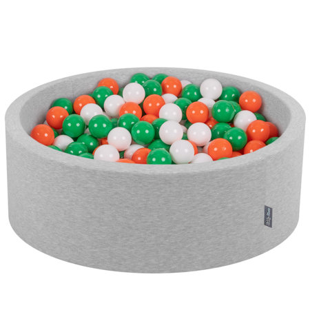 KiddyMoon Baby Foam Ball Pit with Balls 7cm /  2.75in Certified made in EU, Ireland:  Green/ White/ Orange