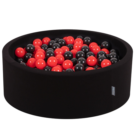 KiddyMoon Baby Foam Ball Pit with Balls 7cm /  2.75in Certified made in EU, Ladybird:  Black/ Red