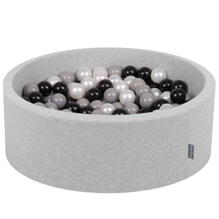 KiddyMoon Baby Foam Ball Pit with Balls 7cm /  2.75in Certified made in EU, Light Grey: Black/ Grey/ Pearl