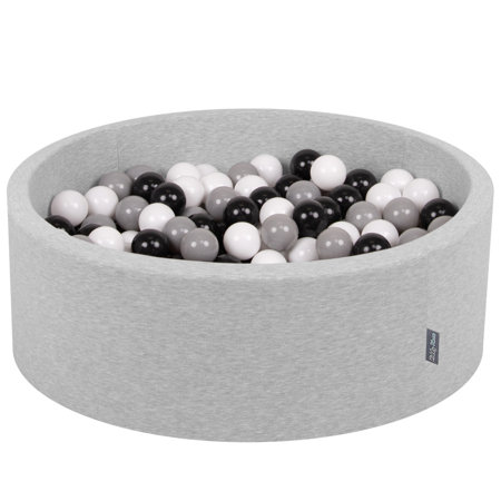 KiddyMoon Baby Foam Ball Pit with Balls 7cm /  2.75in Certified made in EU, Light Grey: White/ Black/ Grey