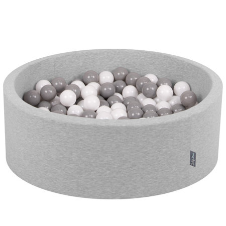 KiddyMoon Baby Foam Ball Pit with Balls 7cm /  2.75in Certified made in EU, Light Grey: White/ Grey