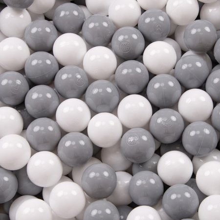 KiddyMoon Baby Foam Ball Pit with Balls 7cm /  2.75in Certified made in EU, Light Grey: White/ Grey