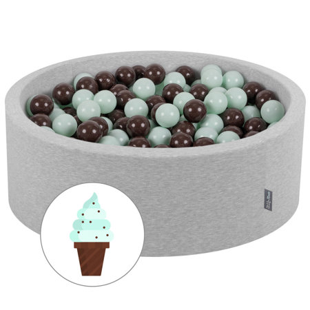 KiddyMoon Baby Foam Ball Pit with Balls 7cm /  2.75in Certified made in EU, Mint With Chocolate:  Mint/ Brown