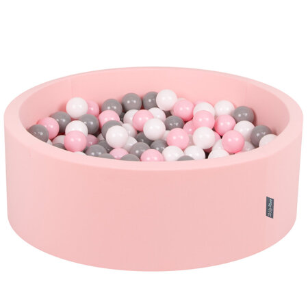 KiddyMoon Baby Foam Ball Pit with Balls 7cm /  2.75in Certified made in EU, Pink: White/ Grey/ Light Pink