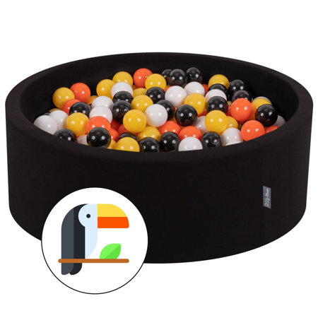 KiddyMoon Baby Foam Ball Pit with Balls 7cm /  2.75in Certified made in EU, Toucan:  Black/ White/ Orange/ Yellow