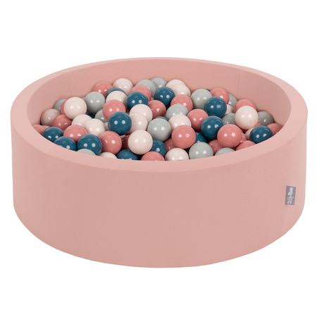 KiddyMoon Baby Foam Ball Pit with Balls 7cm /  2.75in, Cinnamon:  Dark Turquoise/ Pastel Beige/ Green/ Grey/  Salmon