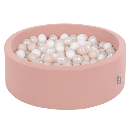 KiddyMoon Baby Foam Ball Pit with Balls 7cm /  2.75in, Cinnamon:  Pastel Beige/ White/ Pearl