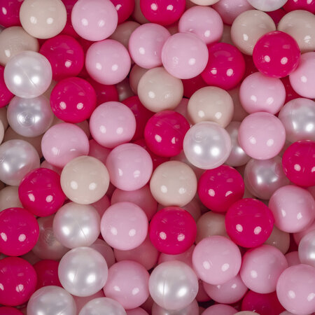 KiddyMoon Baby Foam Ball Pit with Balls 7cm /  2.75in, Heather: Pastel Beige/ Light Pink/ Pearl/ Dark Pink