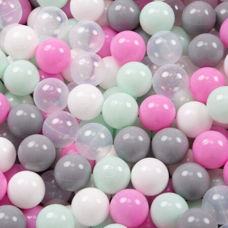 KiddyMoon Baby Foam Ball Pit with Balls 7cm /  2.75in Made in EU, Dark Grey: Transparent/ Grey/ White/ Pink/ Mint