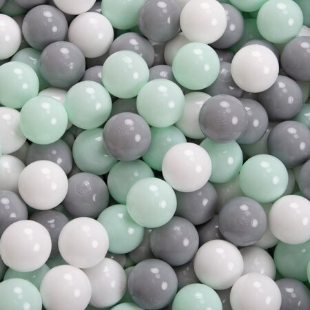 KiddyMoon Baby Foam Ball Pit with Balls 7cm /  2.75in Made in EU, Dark Grey: White/ Grey/ Mint