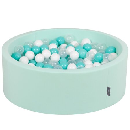 KiddyMoon Baby Foam Ball Pit with Balls 7cm /  2.75in Made in EU, Mint: Pastel Blue/ Pastel Yellow/ White/ Mint/ Powder Pink