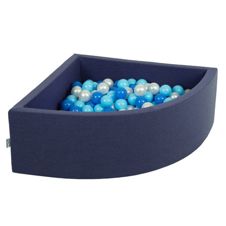 KiddyMoon Baby Foam Ball Pit with Balls 7cm /  2.75in Quarter Angular, Dark Blue: Babyblue/ Blue/ Peal