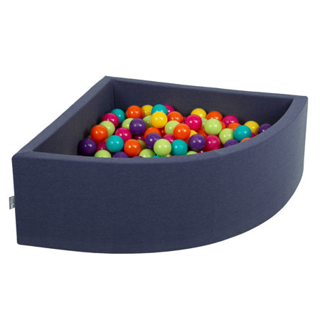 KiddyMoon Baby Foam Ball Pit with Balls 7cm /  2.75in Quarter Angular, Dark Blue: Lgren/ Yllw/ Turquoise/ Ornge/ Dpink/ Prple