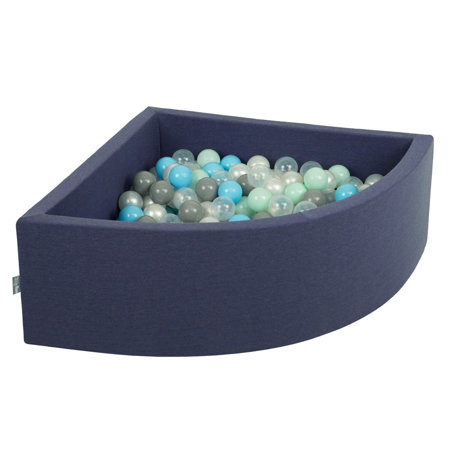 KiddyMoon Baby Foam Ball Pit with Balls 7cm /  2.75in Quarter Angular, Dark Blue: Pearl/ Grey/ Transparent/ Babyblue/ Mint