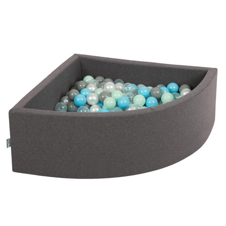 KiddyMoon Baby Foam Ball Pit with Balls 7cm /  2.75in Quarter Angular, Dark Grey: Pearl/ Grey/ Transparent/ Babyblue/ Mint