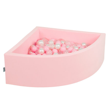 KiddyMoon Baby Foam Ball Pit with Balls 7cm /  2.75in Quarter Angular, Pink: Light Pink/ Pearl/ Transparent