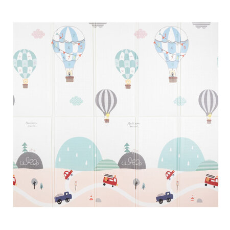 KiddyMoon Baby Play Mat Double-Sided Foam Mat For Kids Crawling Mat For Children Encourages Imagination Colourful Patterns Play Area Foldable Ideal for Indoors and Outdoors, Gray-Baloons