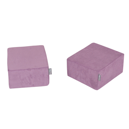 KiddyMoon Children's Foam Sofa with Two Poufs For Kids Comfortable and Lightweight Playroom Set Ribbed Fabric Removable Covers Perfect for Rest and Creative Play, Purple, Sofa/Pouf