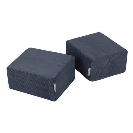 KiddyMoon Children's Foam Sofa with Two Poufs For Kids Comfortable and Lightweight Playroom Set Ribbed Fabric Removable Covers Perfect for Rest and Creative Play, navy blue, Sofa/Pouf