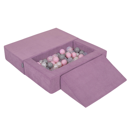 KiddyMoon Children's Foam Sofa with Wedge and Play Balls Set for Play Soft Perfect for Kids Room Lightweight Learning Relaxation Removable Covers Easy Cleaning, purple: pearl/gray/transparent/powder pink, Sofa/Wedge + 100 Balls