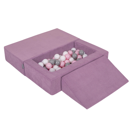 KiddyMoon Children's Foam Sofa with Wedge and Play Balls Set for Play Soft Perfect for Kids Room Lightweight Learning Relaxation Removable Covers Easy Cleaning, purple: white/gray/powder pink, Sofa/Wedge + 100 Balls