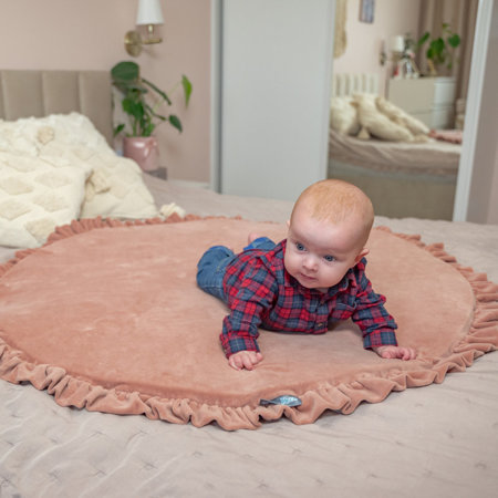 KiddyMoon Foam Play Mat for Children Montessori Soft Children's Floor Playground Toddlers and Babies Crawling Mat Soft Toy Carpet Kids Nursery and Playroom, Made in EU, Desert Pink