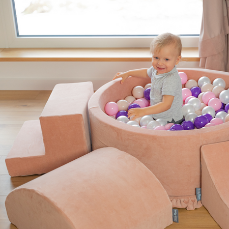 KiddyMoon Foam Playground Obstacle Course for Toddlers and Kids - Barrel/Roller, Light Gray