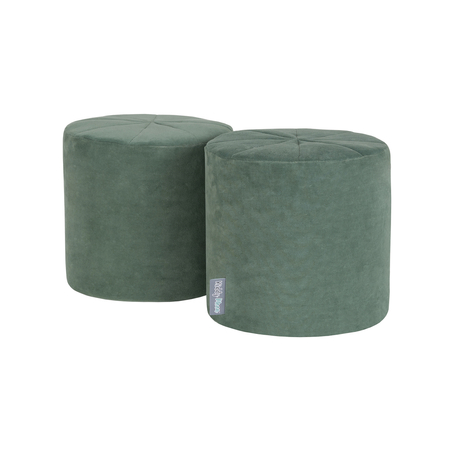 KiddyMoon Foam Playground Velvet Obstacle Course for Toddlers and Kids - Poufs, Forest Green