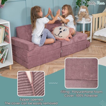 KiddyMoon Foam Sofa for Children Multifunctional Mattress Armchair Kids Foldable  Bed Folding Toddler Couch Chair for Playroom Bedroom Living Room, Beige